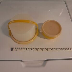 Vintage 70s Tupperware Toys Mini Bowl Yellow Cake Keeper Taker Tupper Toys